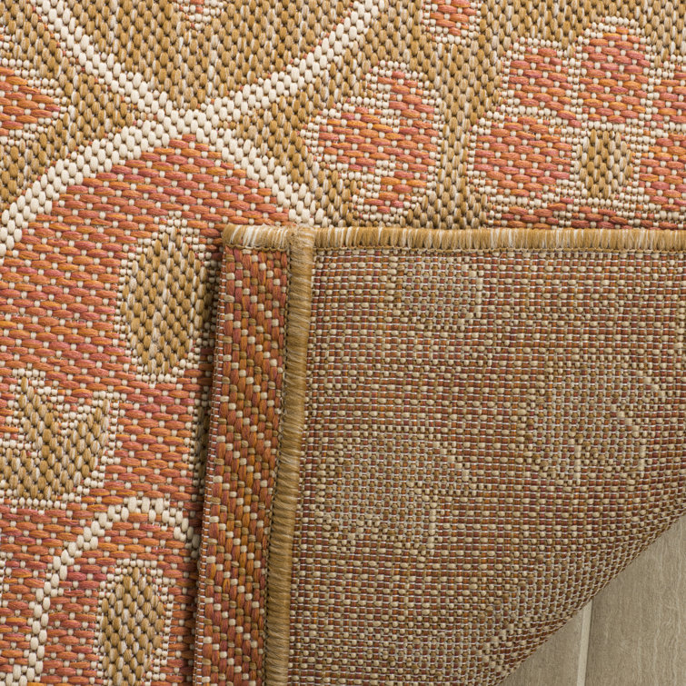 Handmade Tufted Beige and Orange Wool Area Rug
