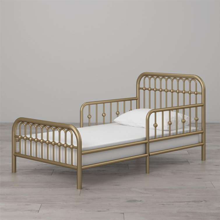 Classic Gold Metal Arched Toddler Bed with Safety Rails