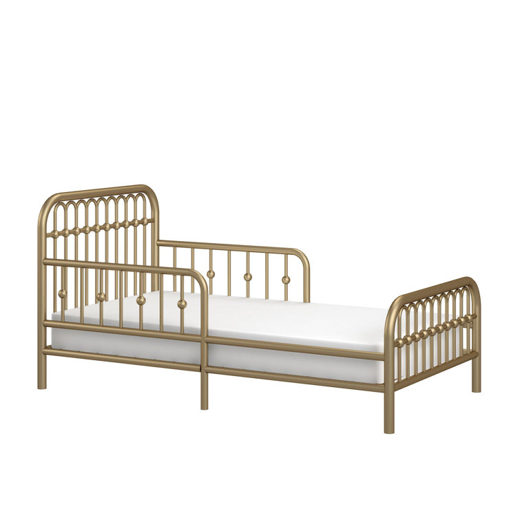Classic Gold Metal Arched Toddler Bed with Safety Rails