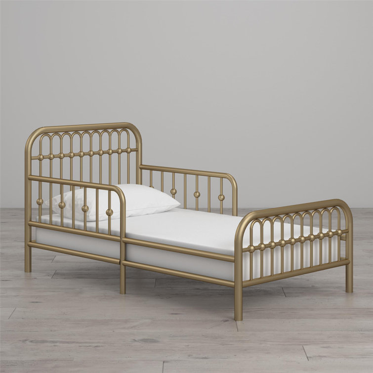 Classic Gold Metal Arched Toddler Bed with Safety Rails