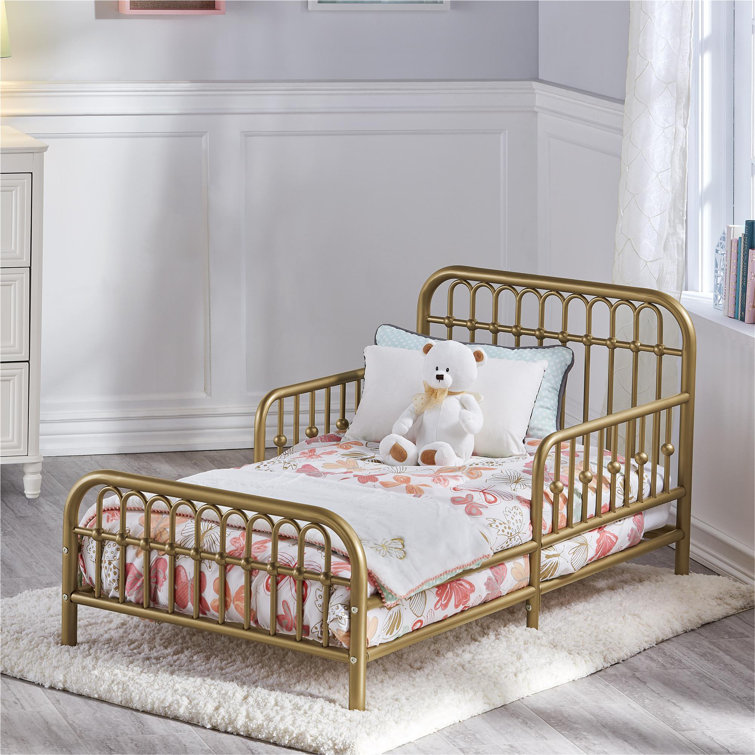 Classic Gold Metal Arched Toddler Bed with Safety Rails