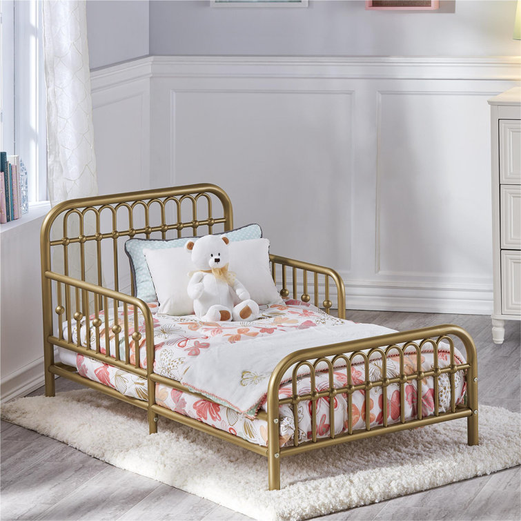 Classic Gold Metal Arched Toddler Bed with Safety Rails