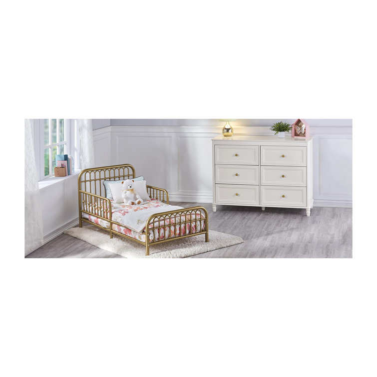 Classic Gold Metal Arched Toddler Bed with Safety Rails