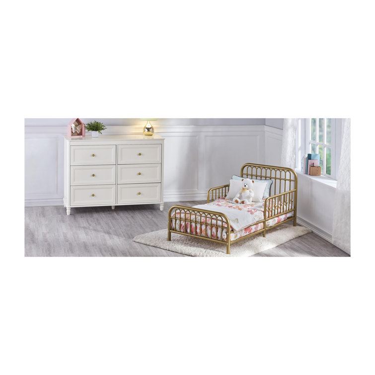 Classic Gold Metal Arched Toddler Bed with Safety Rails