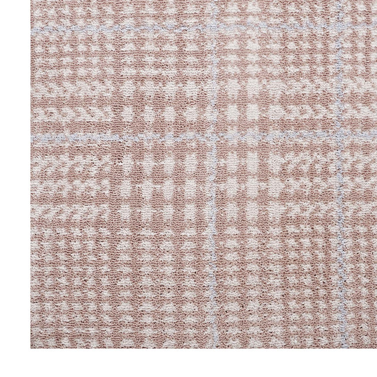 Kaja Black and White Synthetic Abstract Plaid Area Rug