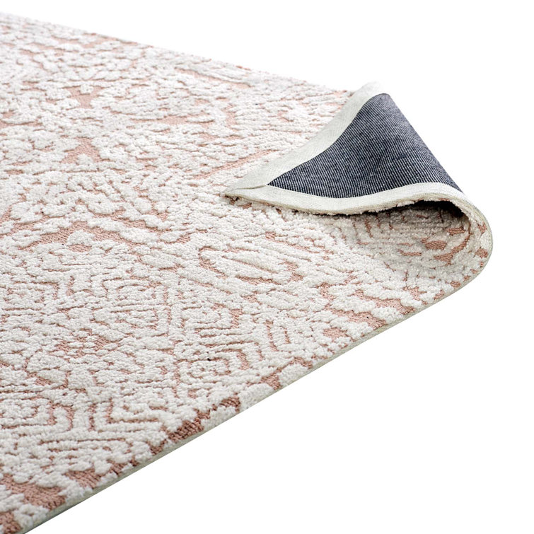 Ivory and Cameo Rose Moroccan 5x8 Synthetic Area Rug
