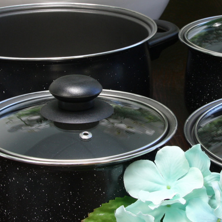 Casselman Black Speckled Carbon Steel 7-Piece Non-Stick Cookware Set