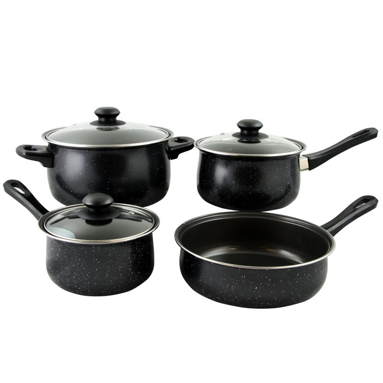Casselman Black Speckled Carbon Steel 7-Piece Non-Stick Cookware Set
