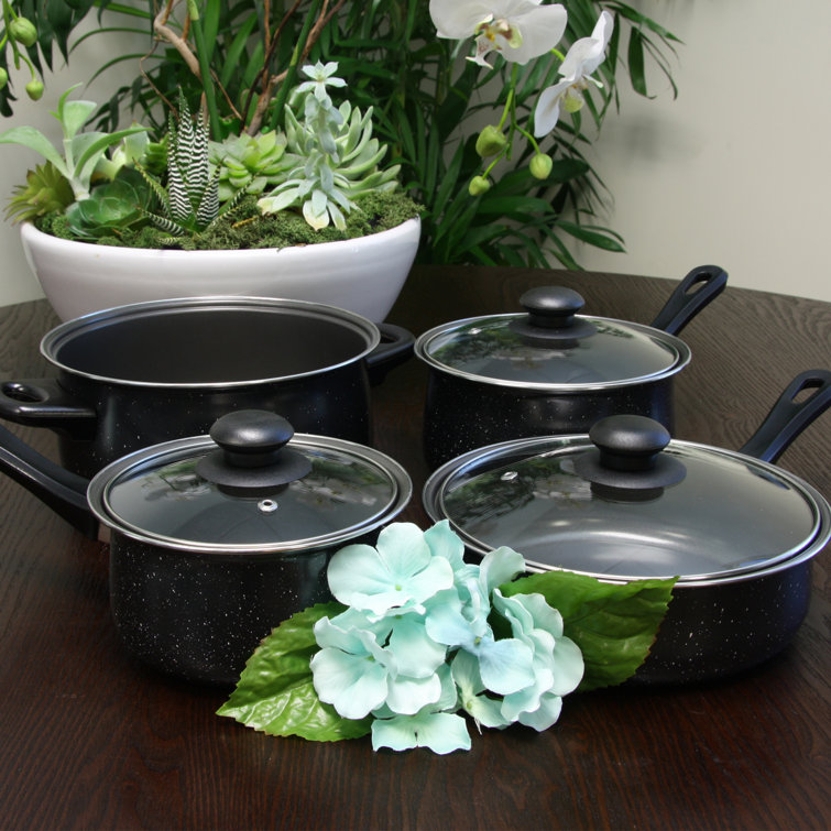 Casselman Black Speckled Carbon Steel 7-Piece Non-Stick Cookware Set
