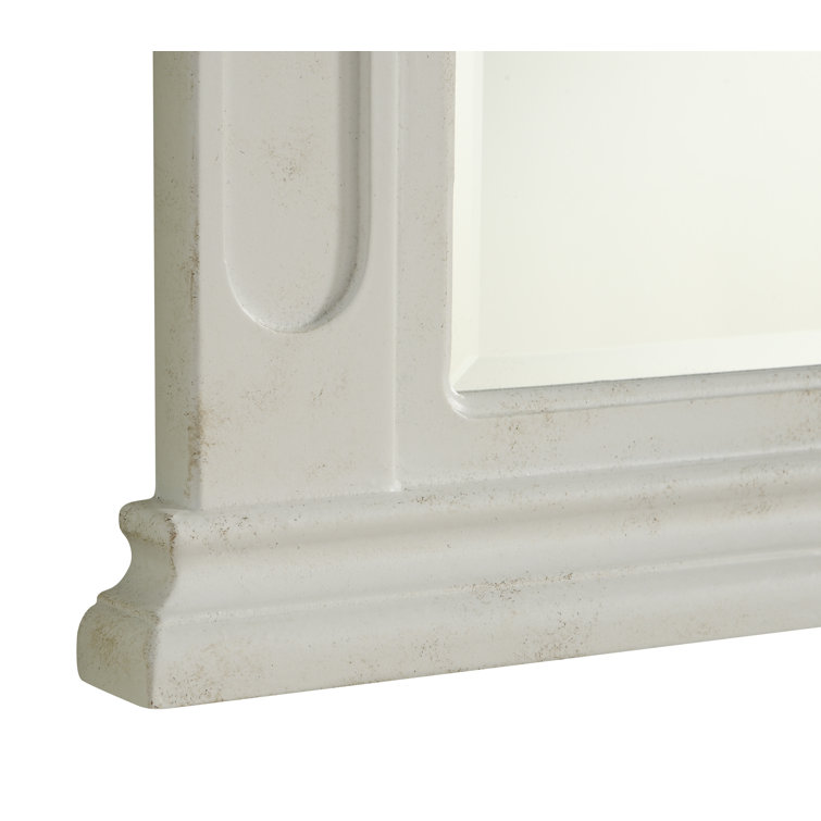 Antique White Rectangular Wood Bathroom Vanity Mirror