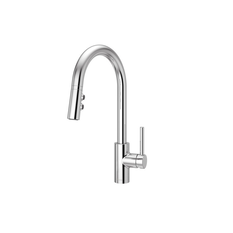 Modern Loft Polished Chrome Pull-Down Kitchen Faucet with Swivel Spout