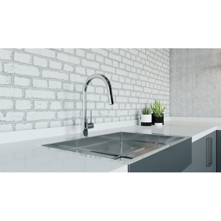 Modern Loft Polished Chrome Pull-Down Kitchen Faucet with Swivel Spout