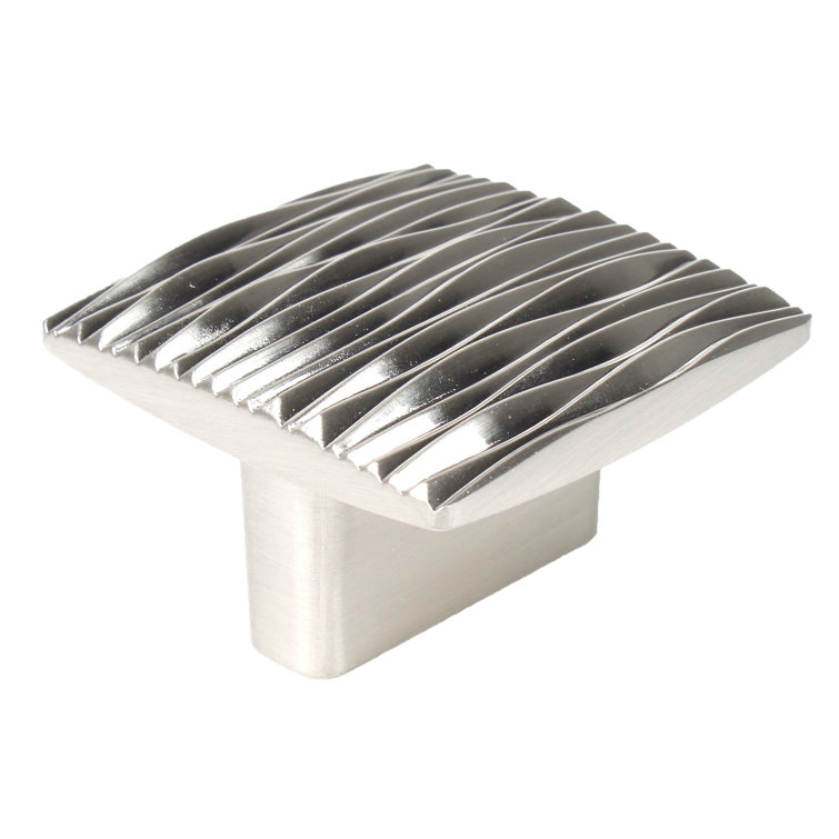 Brushed Nickel Square Cabinet Knob with Wave Design