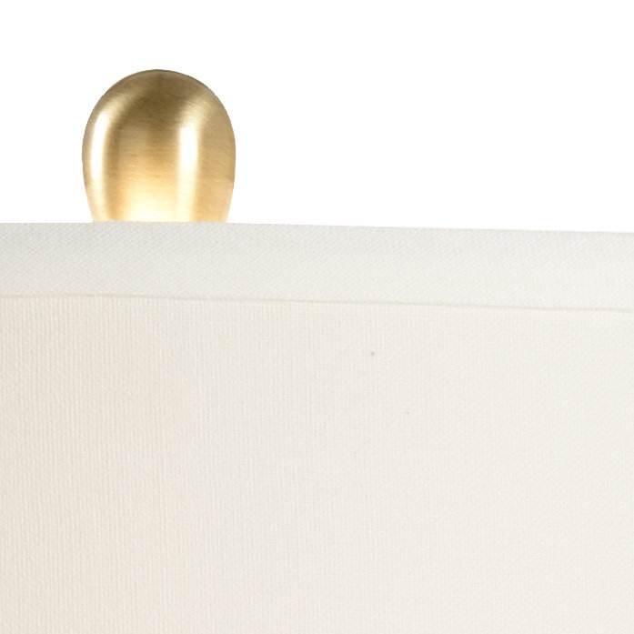 Deena White Iron Table Lamp with Off-White Linen Shade