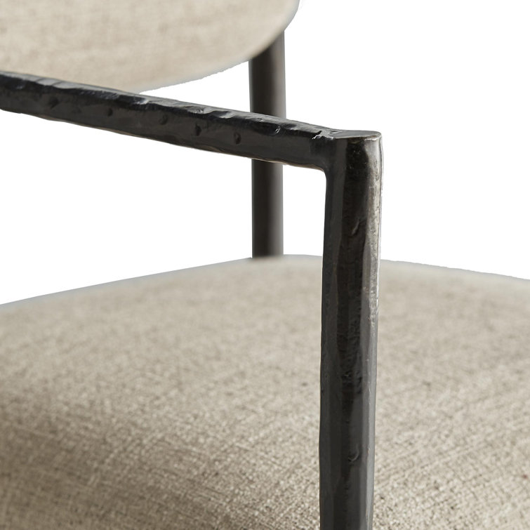 Barbana Pewter Upholstered Armchair with Iron Frame