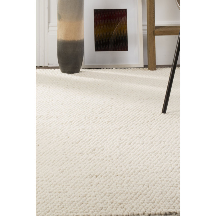 Handwoven Ivory Wool Flat Woven 8' x 10' Rug