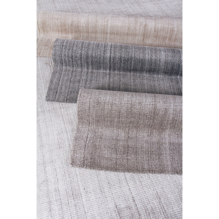 Handmade Gray Wool-Viscose Blend 9' x 12' Rectangular Rug