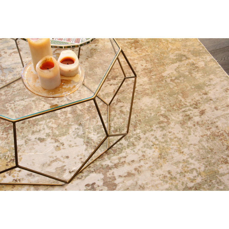 Handmade Brown/Ivory Abstract Viscose Rectangular Rug 8' x 10'
