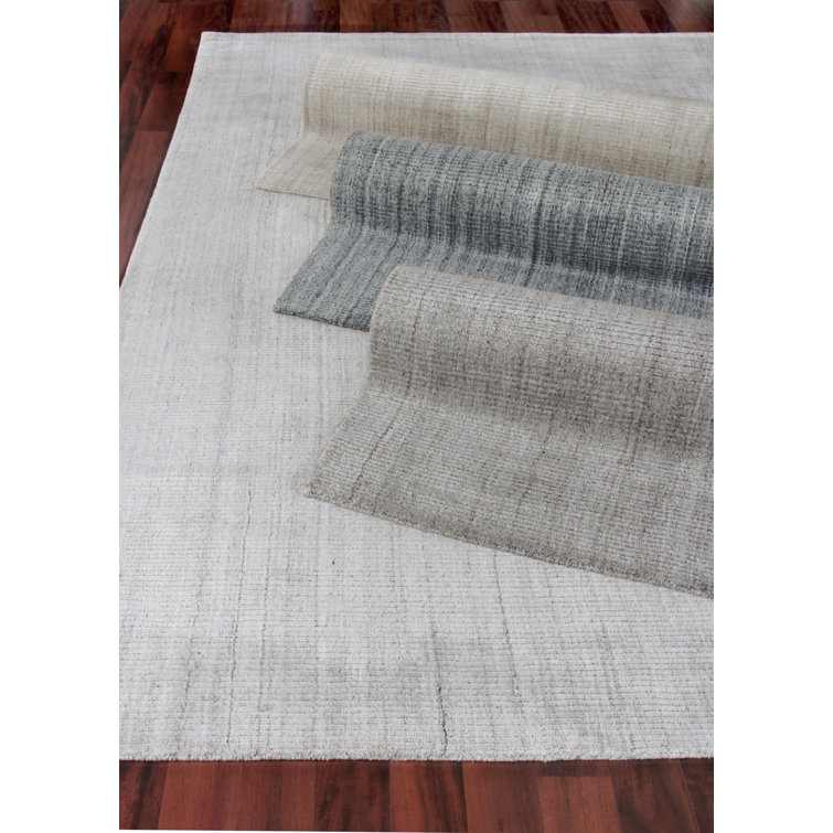 Handmade Gray Wool-Viscose Blend 9' x 12' Rectangular Rug