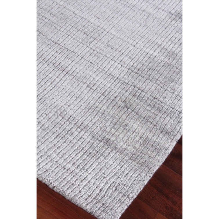 Handmade Gray Wool-Viscose Blend 9' x 12' Rectangular Rug