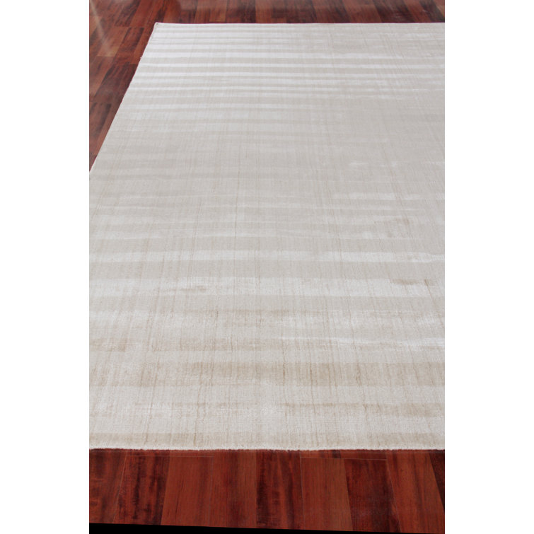 Robin Striped Light Khaki Wool and Viscose 6' x 9' Area Rug