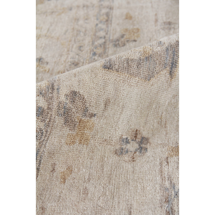 Antique Weave Oushak Hand-Knotted Brown/White Wool Area Rug