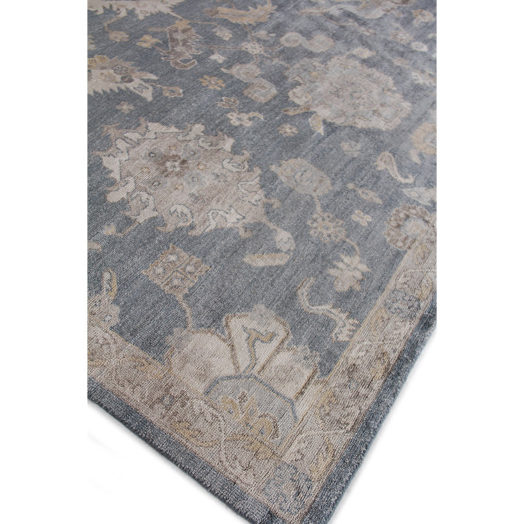 Medium Blue Hand-Knotted Viscose and Cotton 8' x 10' Area Rug