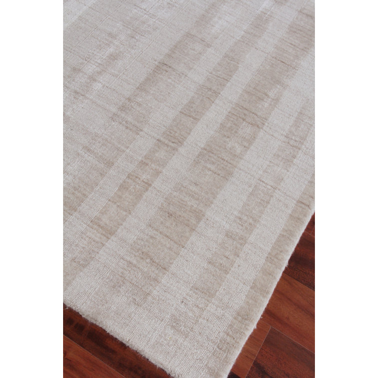 Robin Striped Light Khaki Wool and Viscose 6' x 9' Area Rug