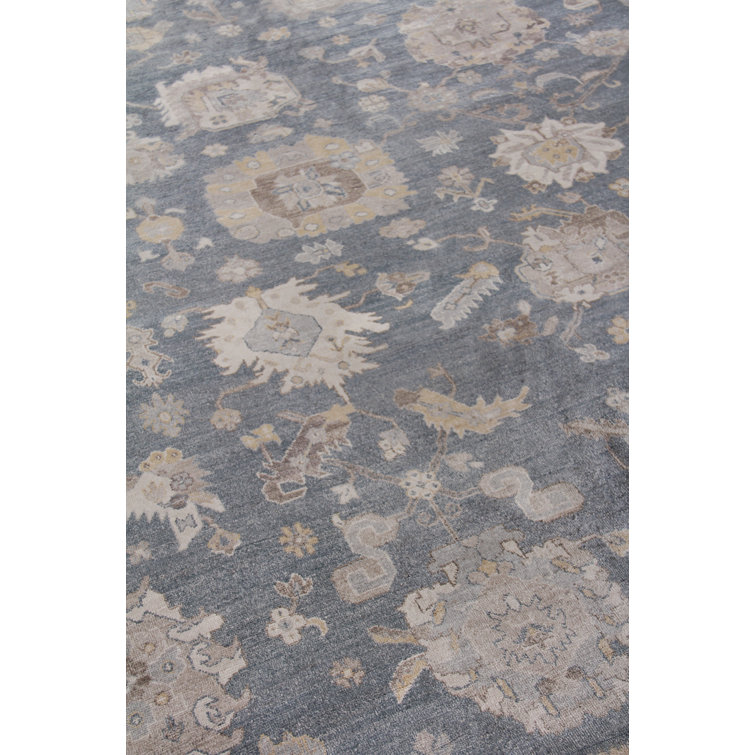 Medium Blue Hand-Knotted Viscose and Cotton 8' x 10' Area Rug