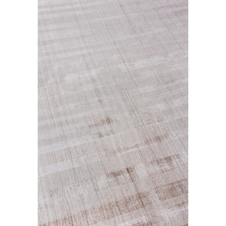 Robin Striped Light Khaki Wool and Viscose 6' x 9' Area Rug