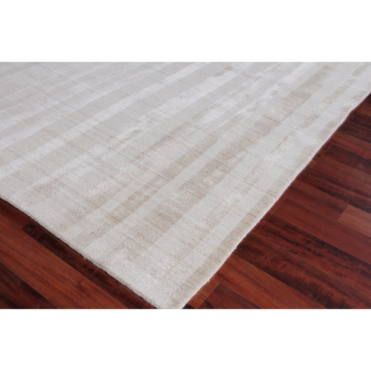 Robin Striped Light Khaki Wool and Viscose 6' x 9' Area Rug