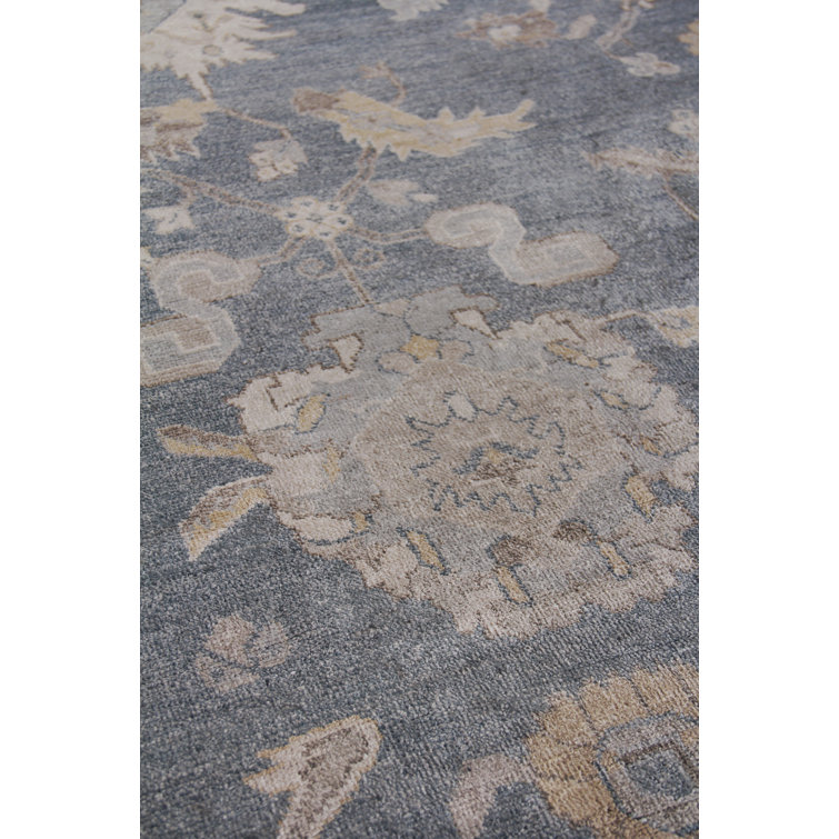 Medium Blue Hand-Knotted Viscose and Cotton 8' x 10' Area Rug