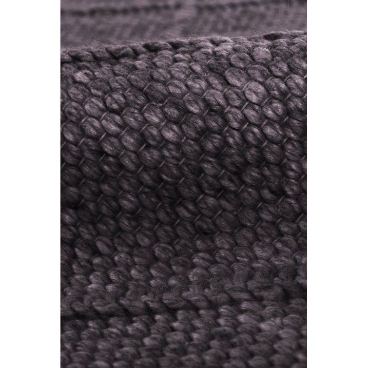 Gray Handwoven Wool Geometric Rectangular Rug 14' x 18'