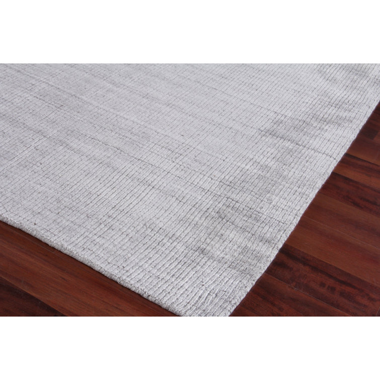 Handmade Gray Wool-Viscose Blend 9' x 12' Rectangular Rug