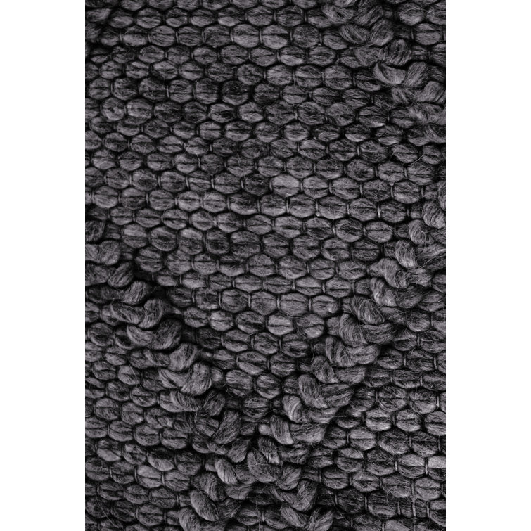 Gray Handwoven Wool Geometric Rectangular Rug 14' x 18'
