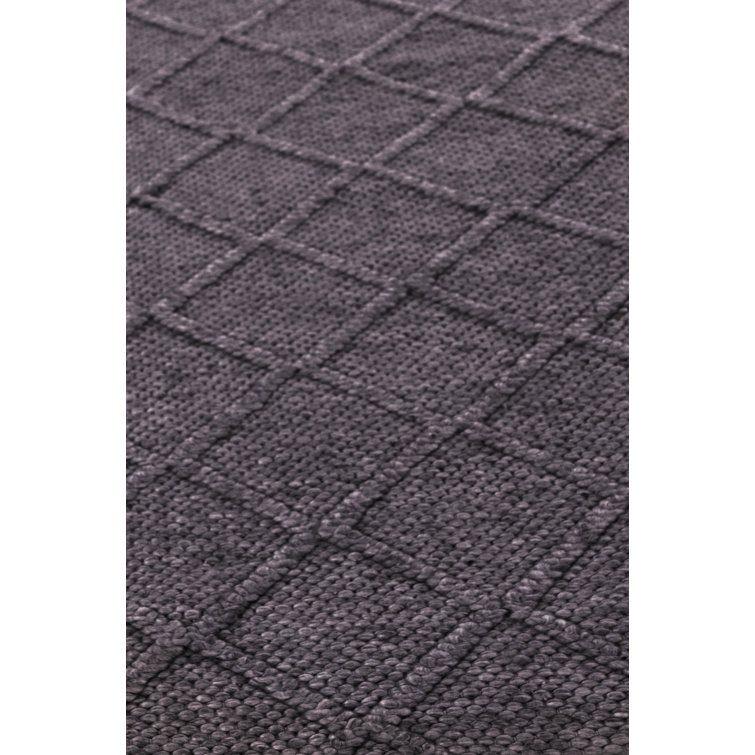 Gray Handwoven Wool Geometric Rectangular Rug 14' x 18'
