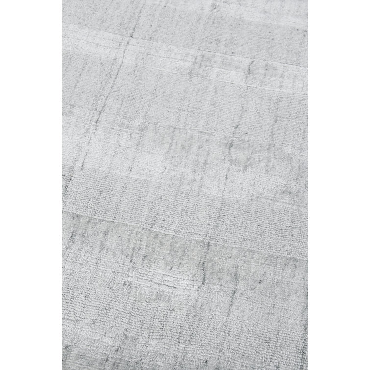 Ivory and Gray Striped Wool Silk 6' x 9' Rug