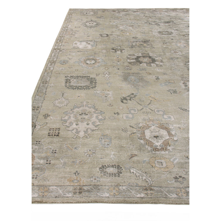 Beige and Brown Hand-Knotted Viscose Cotton 9' x 12' Rug