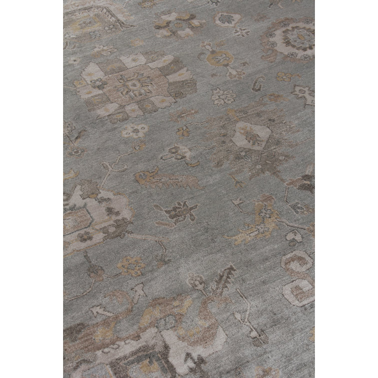 Hand-Knotted Blue and Gray 10' x 14' Viscose Area Rug