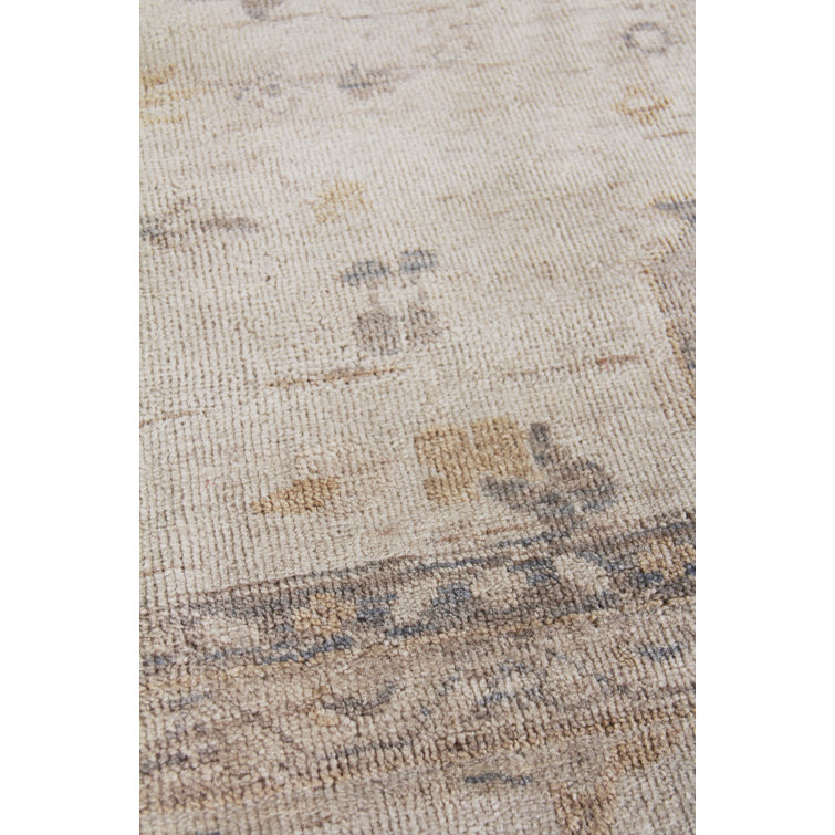 Antique Weave Oushak Hand-Knotted Brown/White Wool Area Rug