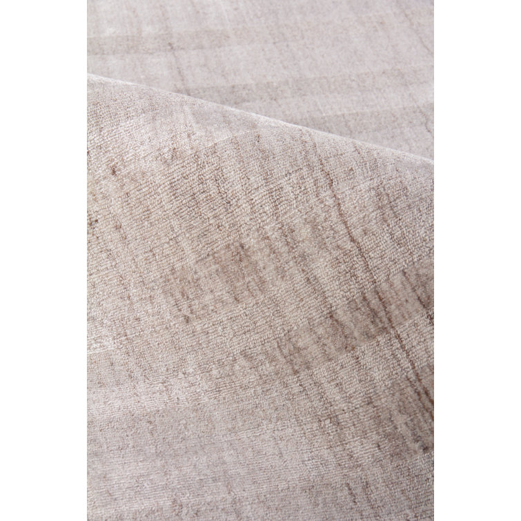 Robin Striped Light Khaki Wool and Viscose 6' x 9' Area Rug
