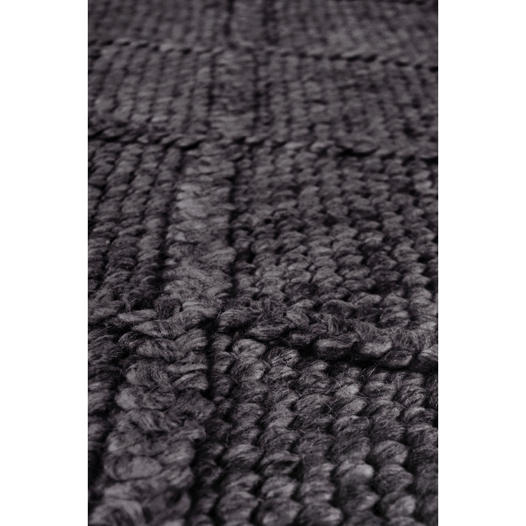 Gray Handwoven Wool Geometric Rectangular Rug 14' x 18'