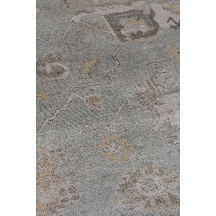 Hand-Knotted Blue and Gray 10' x 14' Viscose Area Rug