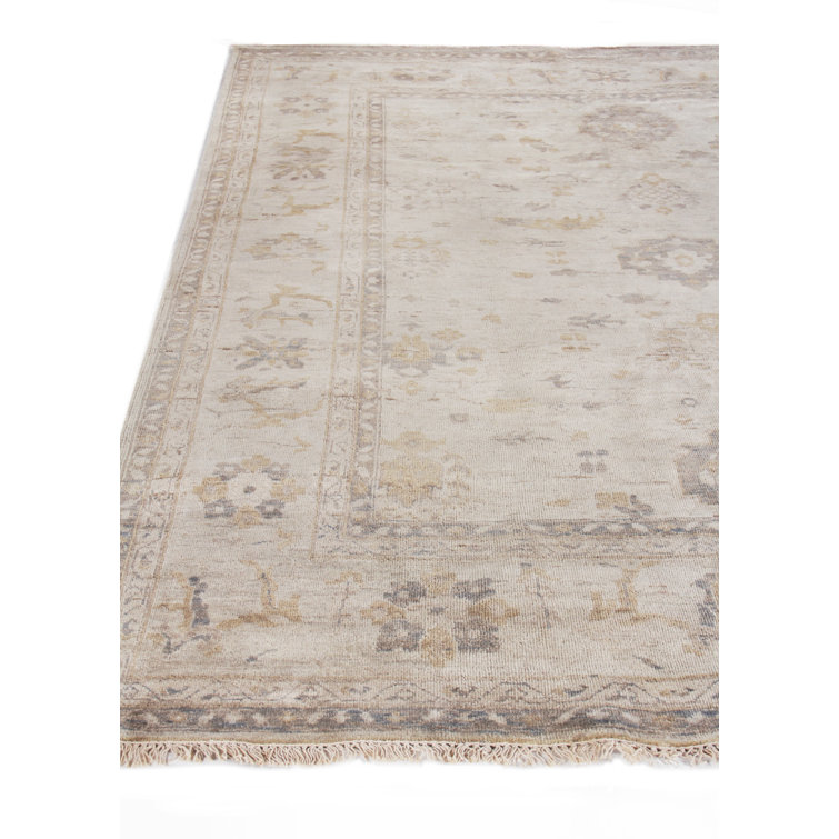 Antique Weave Oushak Hand-Knotted Brown/White Wool Area Rug