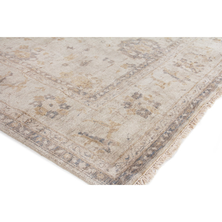 Antique Weave Oushak Hand-Knotted Brown/White Wool Area Rug