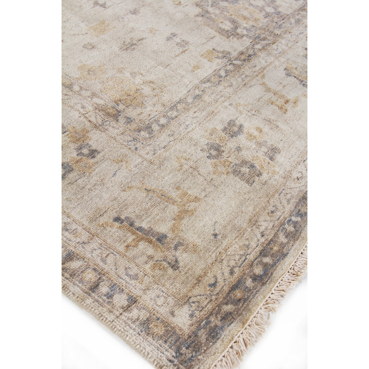 Antique Weave Oushak Hand-Knotted Brown/White Wool Area Rug