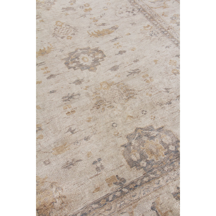 Antique Weave Oushak Hand-Knotted Brown/White Wool Area Rug