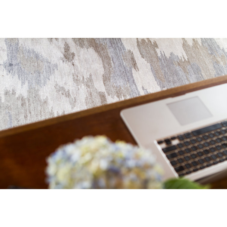 Handmade 8' x 10' Gray Abstract Viscose Cotton Rug
