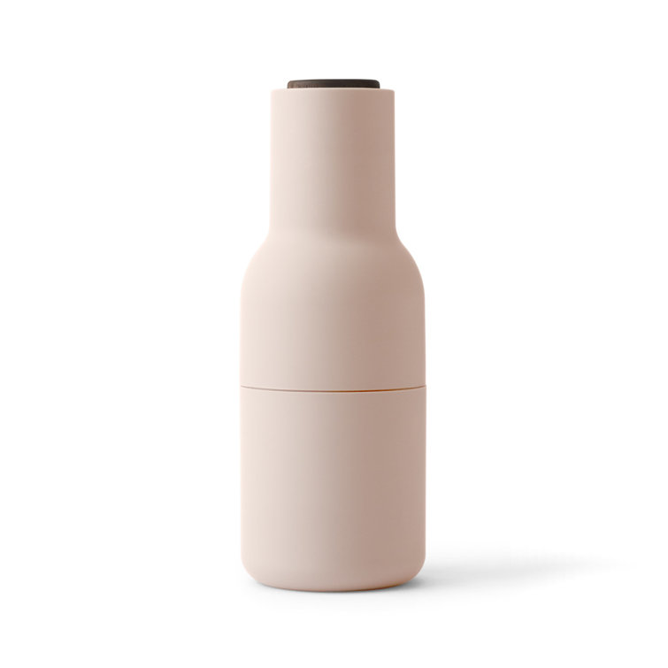 Scandinavian Nude Bottle-Shaped Spice Grinders with Walnut Lid (Set of 2)