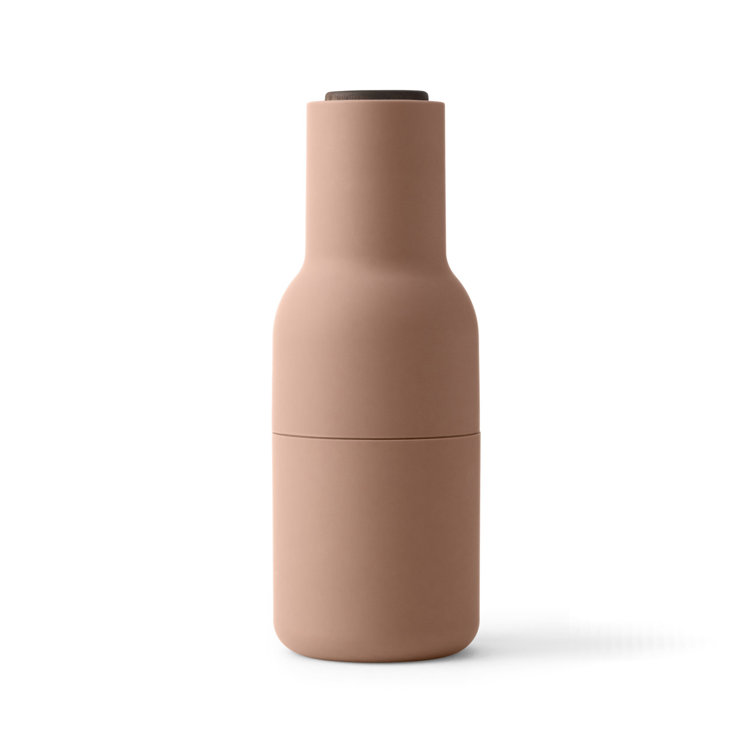 Scandinavian Nude Bottle-Shaped Spice Grinders with Walnut Lid (Set of 2)